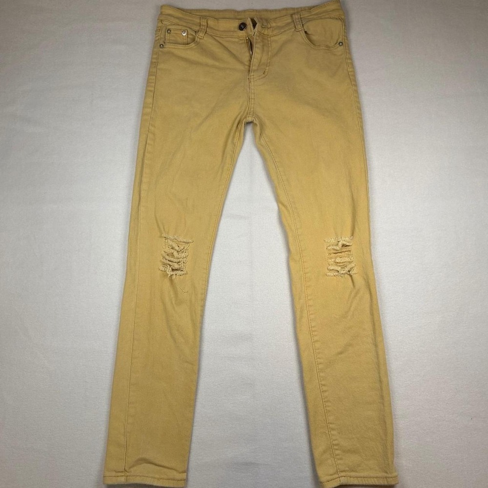 Fredd Marshall Kids Mustard Yellow Distressed Skinny Jeans Size 16